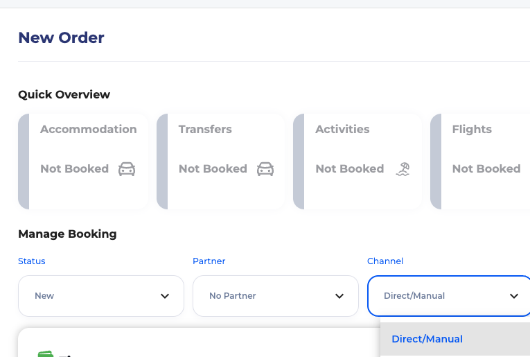SimpleStay booking channel dropdown options