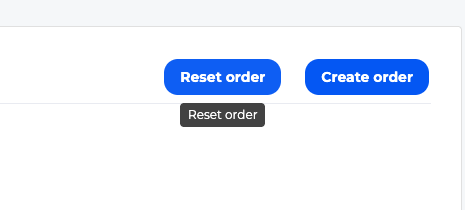 SimpleStay New Order page showing Reset order and Create order buttons