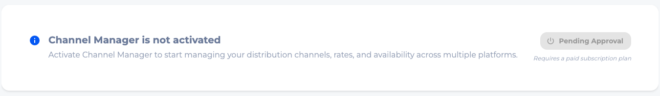 SimpleStay Channel Manager card showing Pending Approval